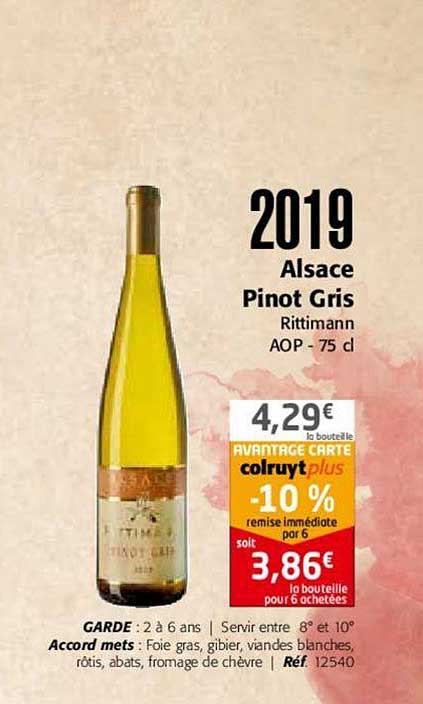 2019 alsace pinot gris rittimann aop 75 cl