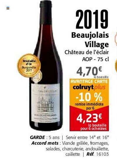 2019 beaujolais village château de l'éclair
