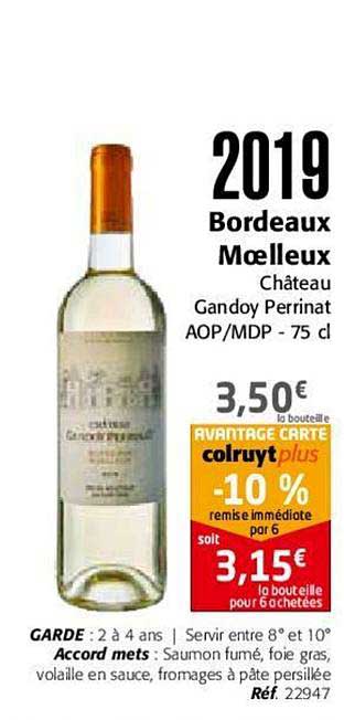 2019 bordeaux moelleux château gandoy perrinat aop mdp