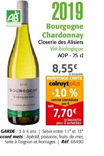 2019 bourgogne chardonnay closerie des alisiers vin biologique