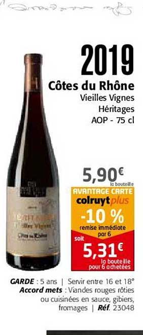 2019 côtes du rhône vieilles vignes héritages