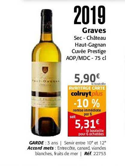 2019 graves sec château haut gagnan cuvée prestige aop mdc