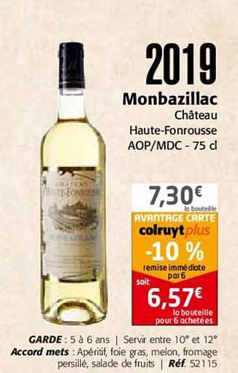 2019 monbazillac château haute fonrousse aop mdp