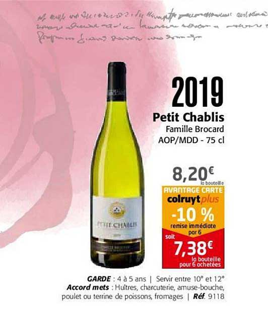 2019 petit chablis famille brocard aop mdd