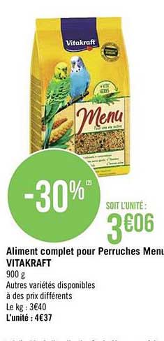 aliment complet pour perruches menu vitakraft