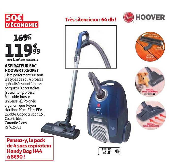 Aspirateur Sac Hoover Tx50pet