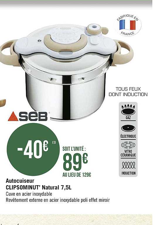autocuiseur clipsominut' natural 7.5l seb