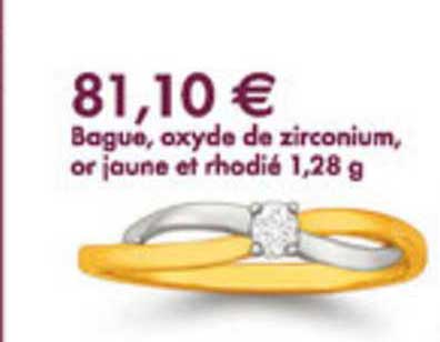 bague oxyde de zirconium or jaune et rhodié 1.28 g