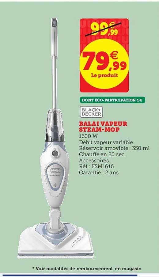 balai vapeur steam mop black+decker