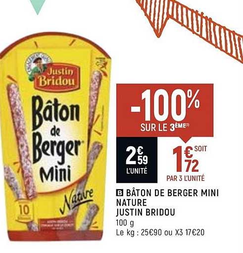 bâton de berger mini nature justin bridou -100 sur le 3ème