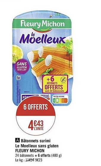 bâtonnets surimi le moelleux sans gluten fleury michon
