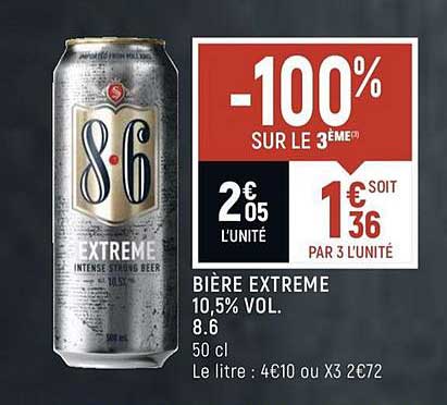 bière extreme 10.5% vol. -100 sur le 3ème