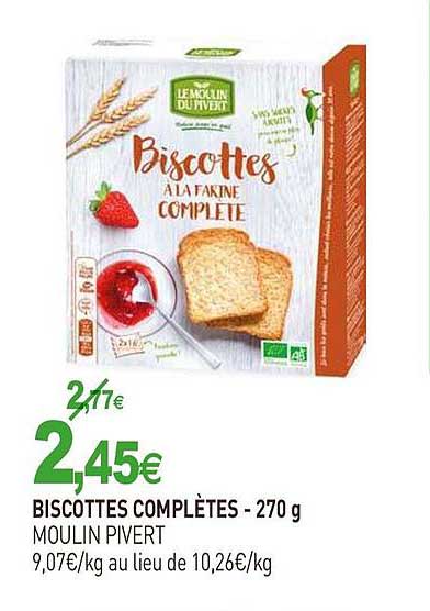 biscottes complètes moulin pivert