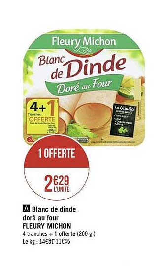 blanc de dinde doré au four fleury michon 4+1 offerte