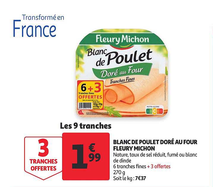blanc de poulet doré au four fleury michon 3 tranches offertes