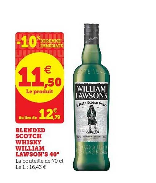 blended scotch whisky william lawson's 40° -10% de remise immédiate