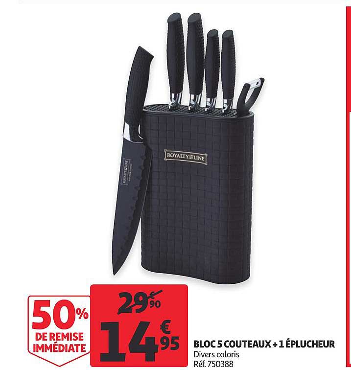 Bloc 5 Couteaux + 1 éplucheur 50% De Remise Immédiate