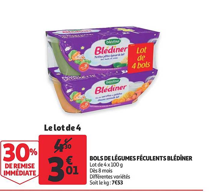 bols de légumes féculent blédîner 30% de remise immédiate