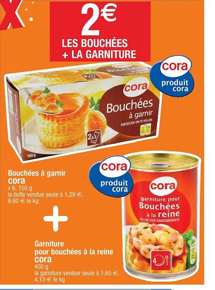 bouchées à garnir cora + garniture pour bouchées à la reine cora