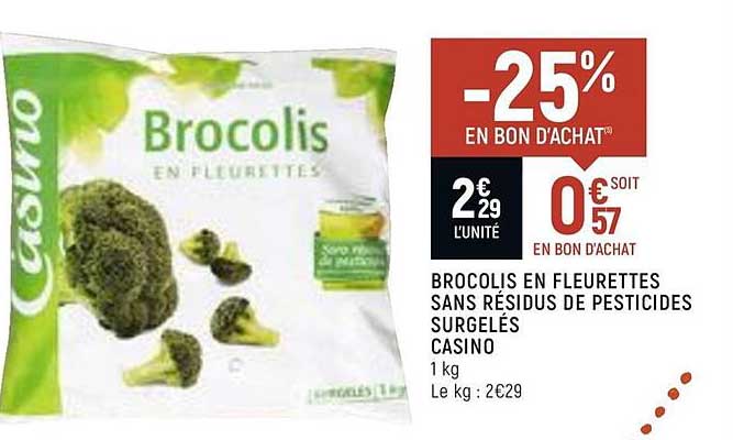 brocolis en fleurettes sans résidus de pesticides surgelés casino
