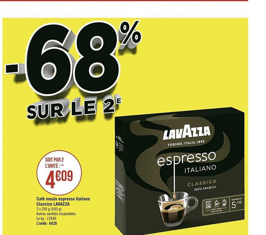 Café Moulu Espresso Italiano Classico Lavazza -68% Sur Le 2e