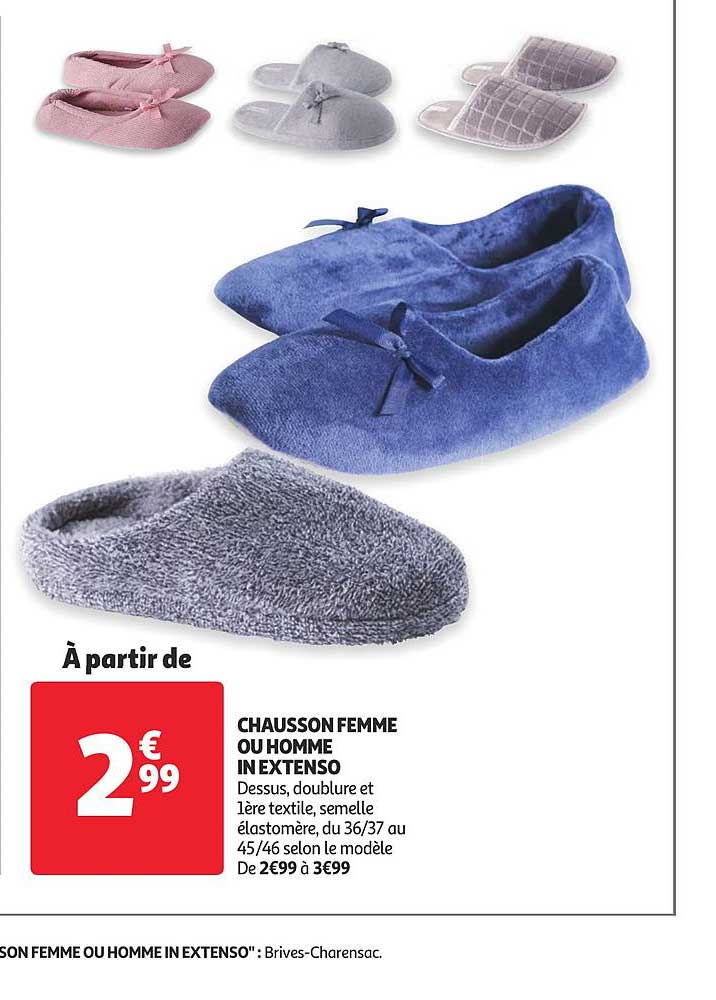 chausson femme ou homme in extenso