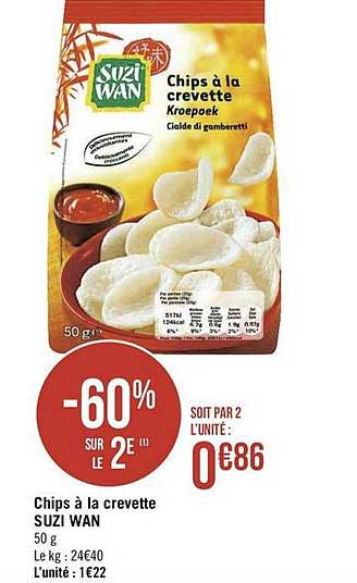 Chips à La Crevette Suzi Wan -60% Sur Le 2e
