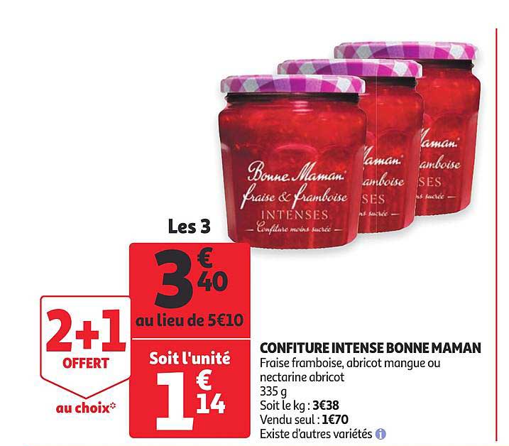 confiture intense bonne maman 2+1 offert au choix