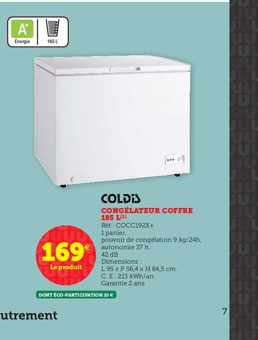 congélateur coffre 185 l coldis