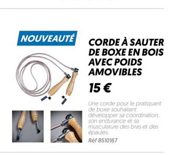 corde à sauter de boxe en bois avec poids amovibles