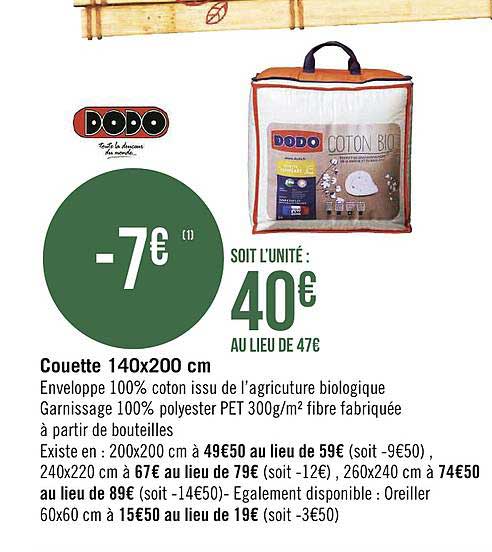 couette 140x200 cm dodo