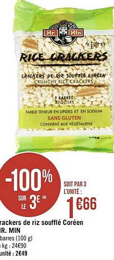 crackers de riz soufflé coréen mr. min -100% sur le 3e