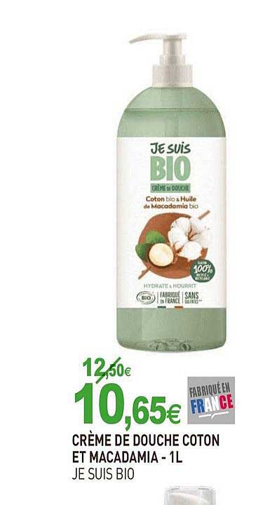 crème de douche coton et macadamia je suis bio