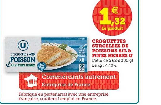 Croquettes Surgelées De Poissons Ail & Fines Herbes U