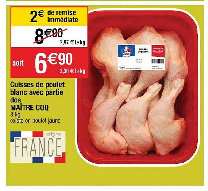 cuisses de poulet blanc avec partie dos maître coq