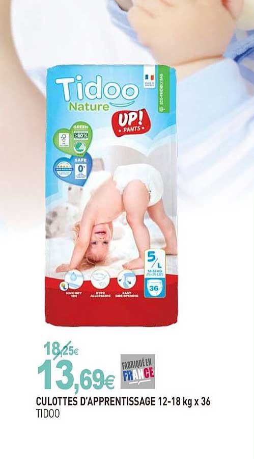 culottes d'apprentissage 12 18 kg x 36 tidoo
