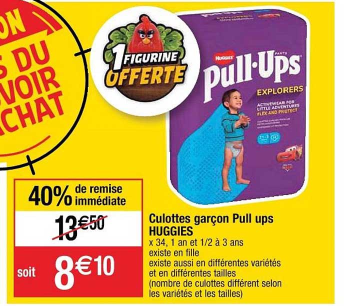 culottes garçon pull ups huggies 40% remise immédiate