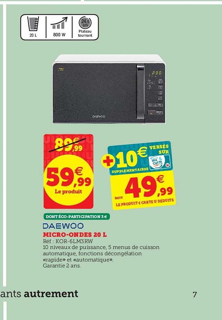 daewoo micro ondes 20 l