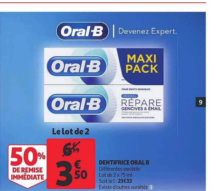 dentifrice oral b 50% de remise immédiate