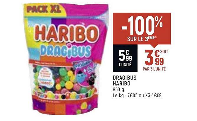 dragibus haribo -100 sur le 3ème