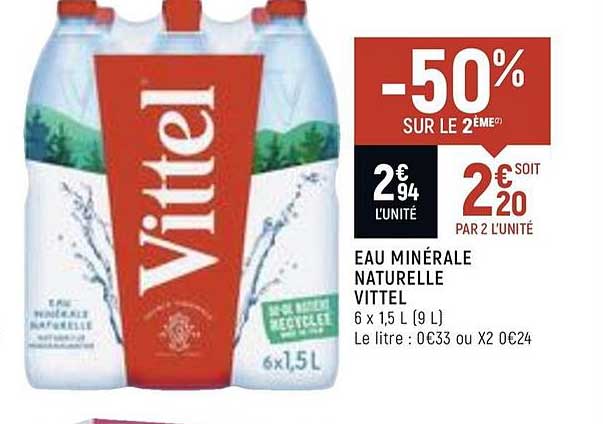 Eau Minérale Naturelle Vittel -50% Sur Le 2ème