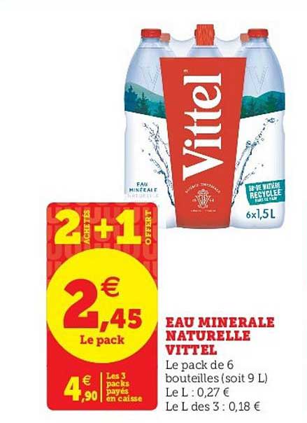 Eau Minerale Naturelle Vittel 2 Achetés + 1 Offert