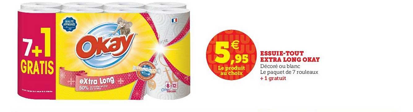 essuie tout extra long okay 7+1 gratuit