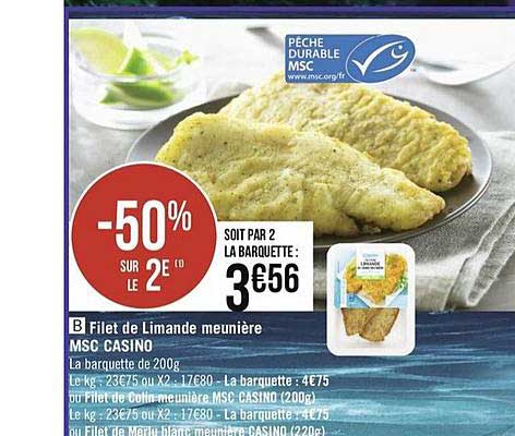 Filet De Limande Meunière Msc Casino -50% Sur Le 2e