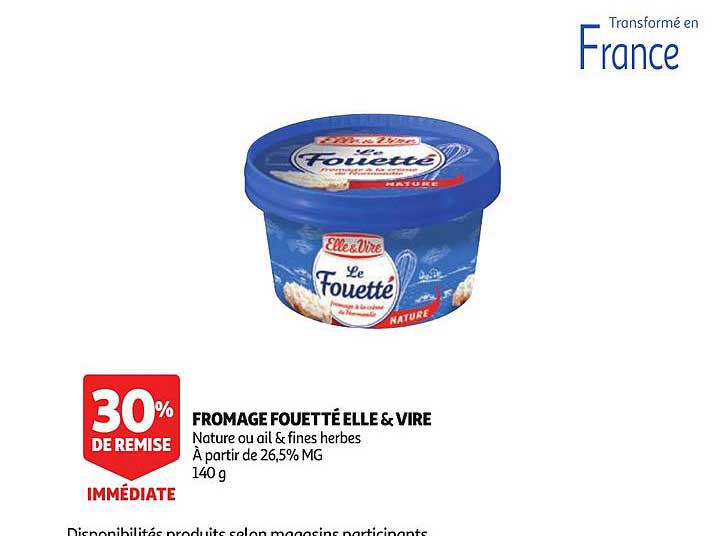 fromage fouetté elle&vire 30% de remise immédiate