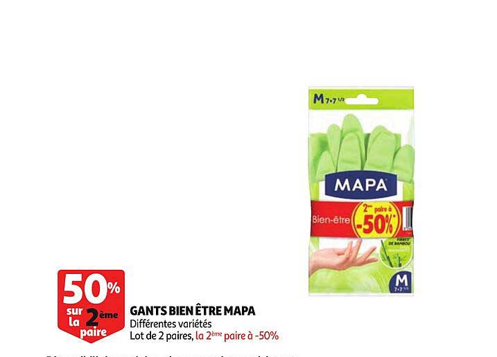 gants bien être mapa 50% sur la 2ème paire