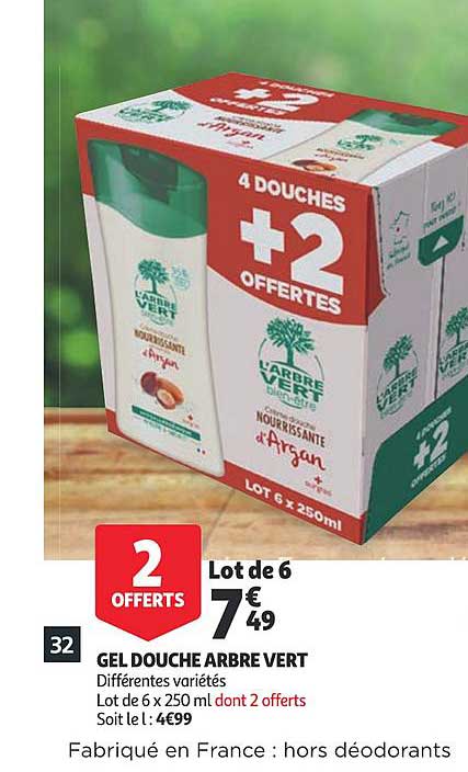 Gel Douche Arbre Vert 2 Offerts