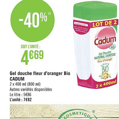 gel douche fleur d'oranger bio cadum