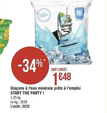 glaçons à l'eau minérale prêts à l'emploi start the party !