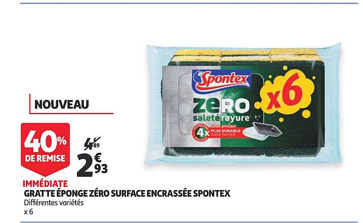gratte éponge zéro surface encrassée spontex 40% de remise immédiate